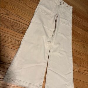 Pilcro (Anthropologie) Cream Flare Wide-Leg Jeans